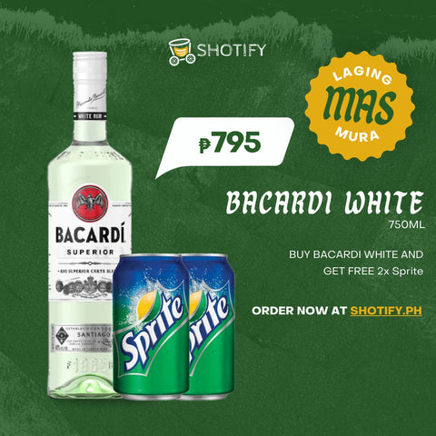 Bacardi White/Superior 750ml W/ Free 2x Sprite